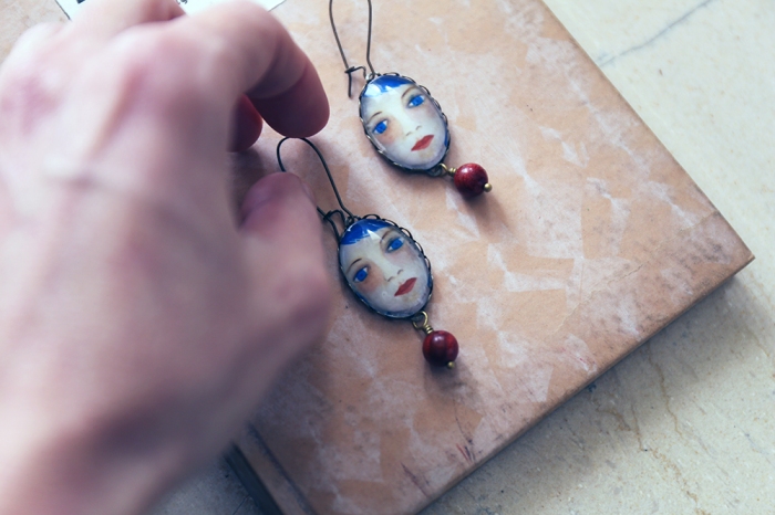 Miniature portrait earrings